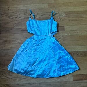 Lucy in the sky blue satin mini dress